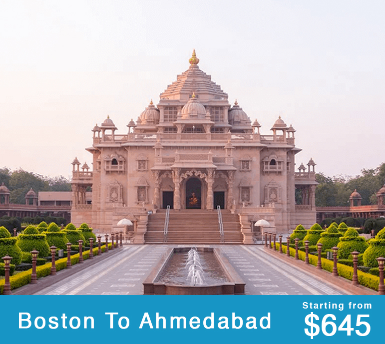 Book flights from Boston to Ahmedabad